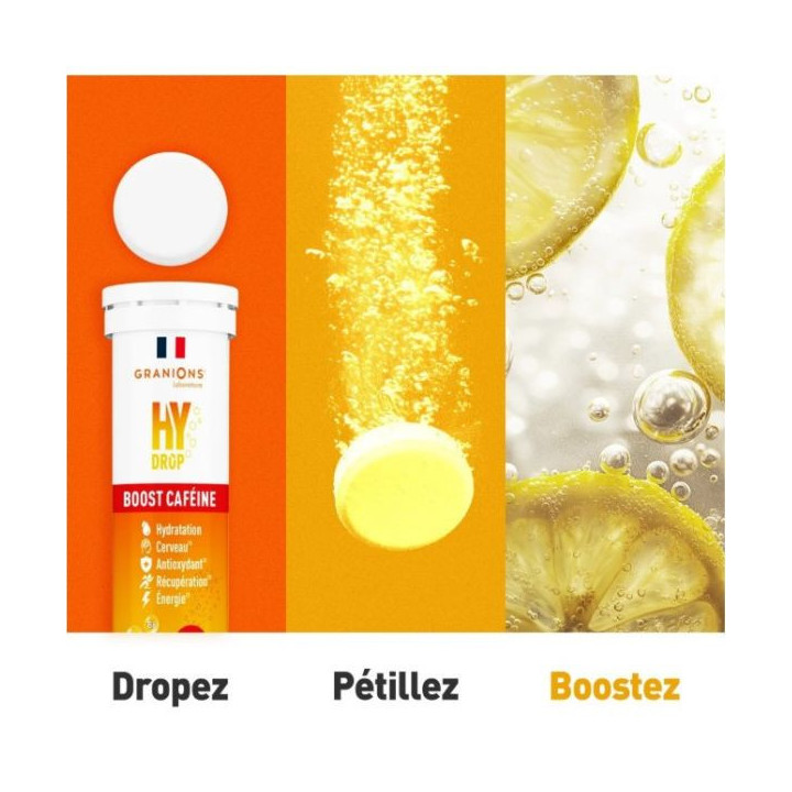 Hydrop Boost Caféine Hydratation Électrolytes Citron x20 effervescents - Granions - IllicoPharma