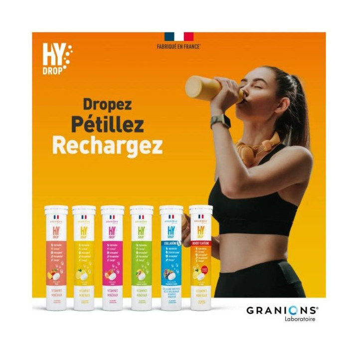 Hydrop Boost Caféine Hydratation Électrolytes Citron x20 effervescents - Granions - IllicoPharma