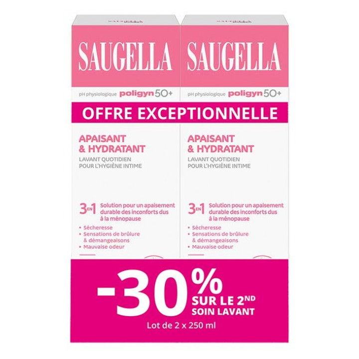 Poligyn 50+ Apaisant & Hydratant 3en1 2x250ml - Saugella - IllicoPharma