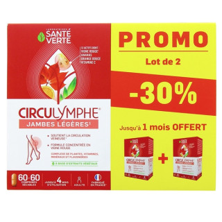 Circulymphe Jambes légères - 2x60cpr sécables - Santé verte - IllicoPharma
