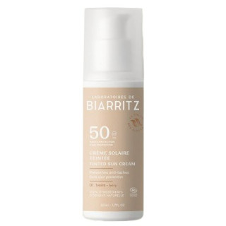 Crème Solaire Teintée Ivoire Visage SPF50 Bio 50ml - Laboratoires de Biarritz – IllicoPharma