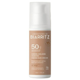 Crème Solaire Teintée Beige Visage SPF50 Bio 50ml - Laboratoires de Biarritz – IllicoPharma