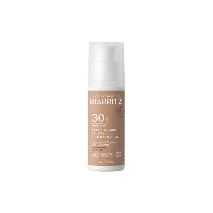 Crème Solaire Teintée Beige Visage SPF30 Bio 50ml - Laboratoires de Biarritz – IllicoPharma