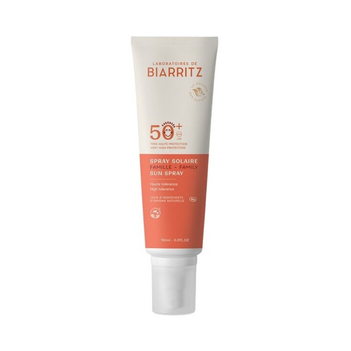 Spray Solaire Famille SPF50+ Bio 150ml - Laboratoires de Biarritz – IllicoPharma