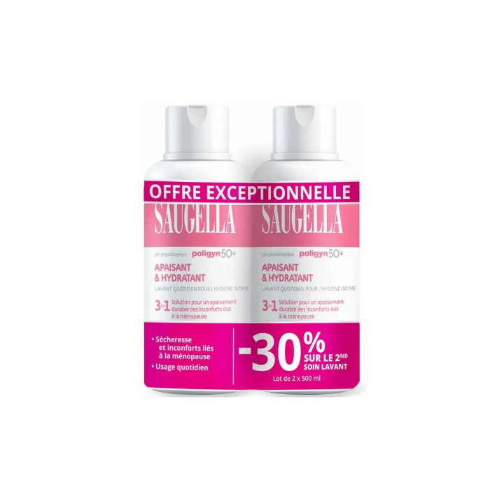 Poligyn 50+ Apaisant & Hydratant 3en1 2x500ml - Saugella - IllicoPharma