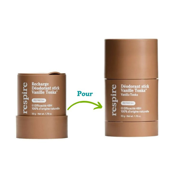Recharge Déodorant Stick Vanille Tonka 48h 50g - Respire - IllicoPharma