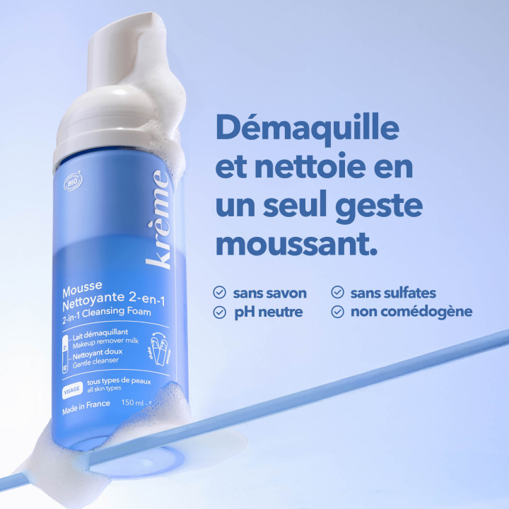 Mousse Nettoyante 2-en-1 Bio 150ml – Krème – IllicoPharma