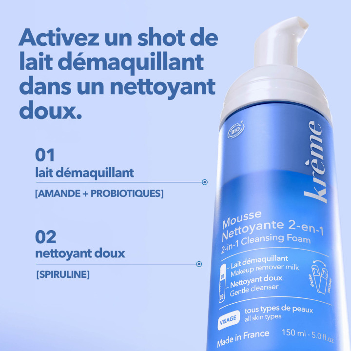 Mousse Nettoyante 2-en-1 Bio 150ml – Krème – IllicoPharma