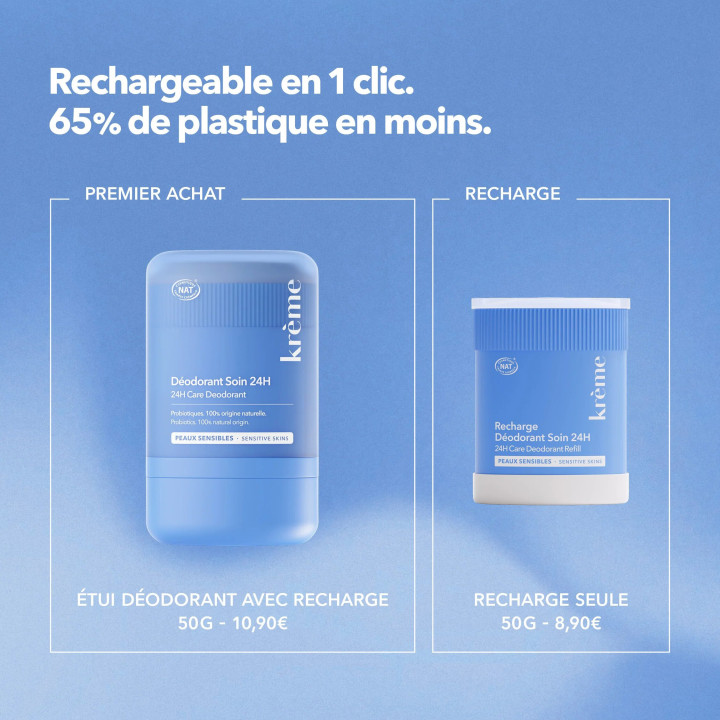 Recharge Déodorant Soin 24h Bio 50g – Krème – IllicoPharma