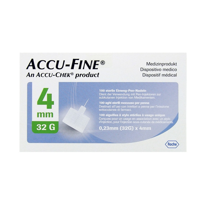 Accu-Fine Aiguilles à Stylo Stériles 4mm x100 - Diabète - IllicoPharma