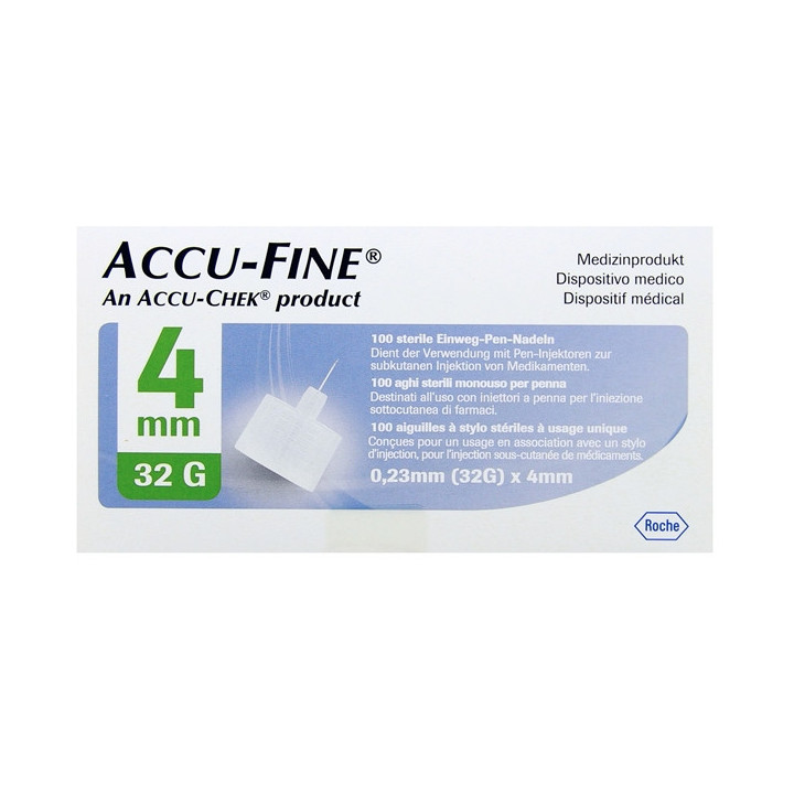Accu-Fine Aiguilles à Stylo Stériles 4mm x100 - Diabète - IllicoPharma