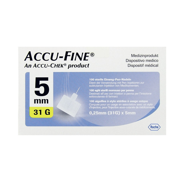 Accu-Fine Aiguilles à Stylo Stériles 5mm x100 - Diabète - IllicoPharma