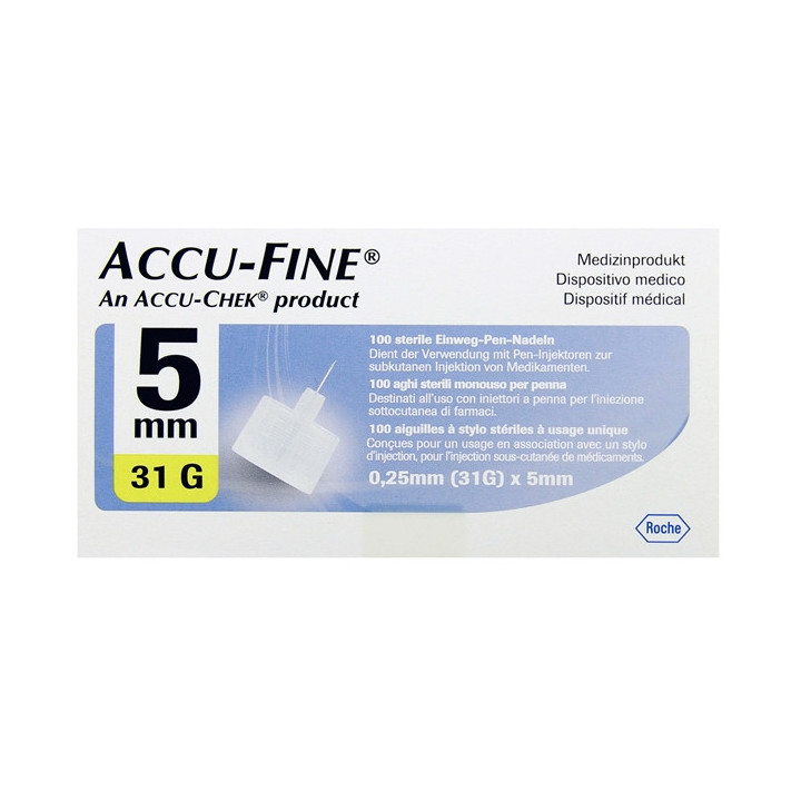 Accu-Fine Aiguilles à Stylo Stériles 5mm x100 - Diabète - IllicoPharma