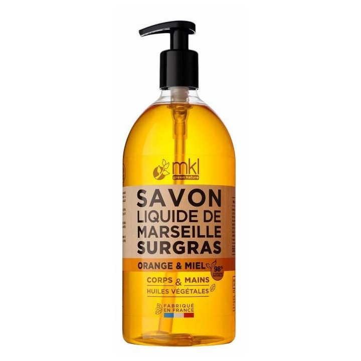 Savon Liquide de Marseille Surgras Orange & Miel 1L – MKL – IllicoPharma