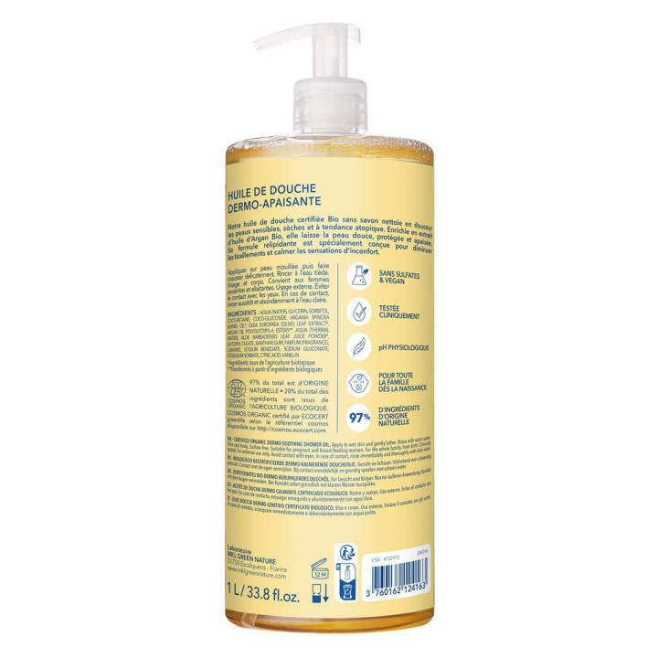 Aqua Huile de Douche Dermo-Apaisante Bio 1L – MKL – IllicoPharma