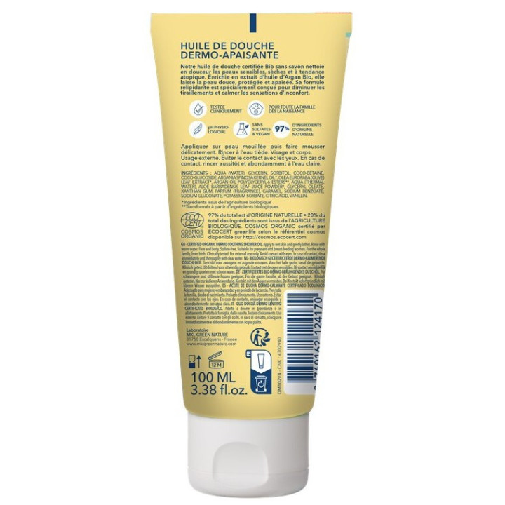 Aqua Huile de Douche Dermo-Apaisante Bio 100ml – MKL – IllicoPharma