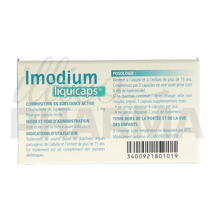 ImodiumLiquiCaps 2mg 12caps, Diarrhée, Pharmacie en ligne IllicoPharma