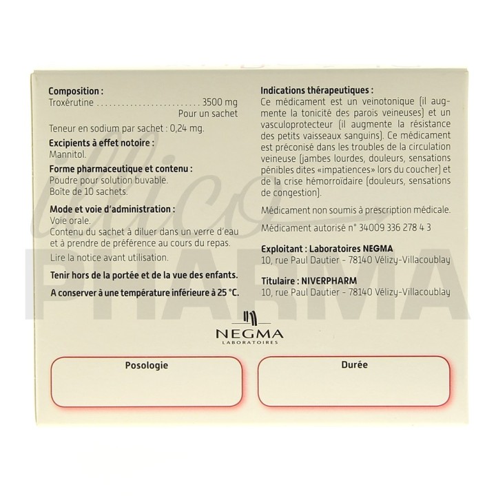 Rheoflux 3500mg 10sachets, Jambes lourdes, varices, e-Pharmacie IllicoPharma