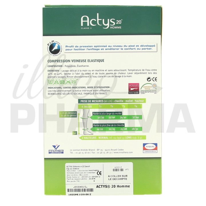 Actys 20 Innothéra - Chaussettes de contention Hommes - IllicoPharma