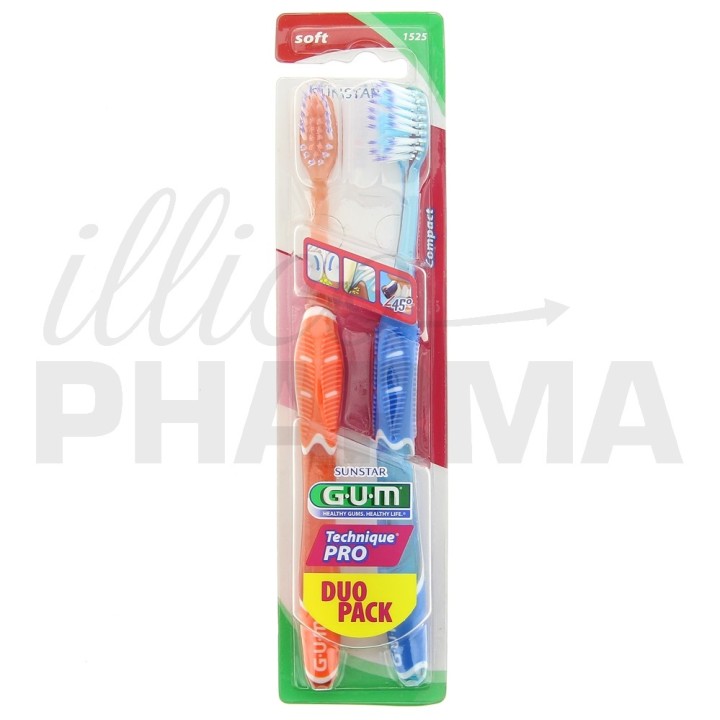 Brosse à dents Pro Souple Compacte 1525 x2 Gum - IllicoPharma