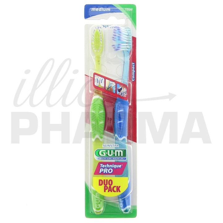 Brosse à dents Technique Pro Medium Compacte x2 Gum - IllicoPharma