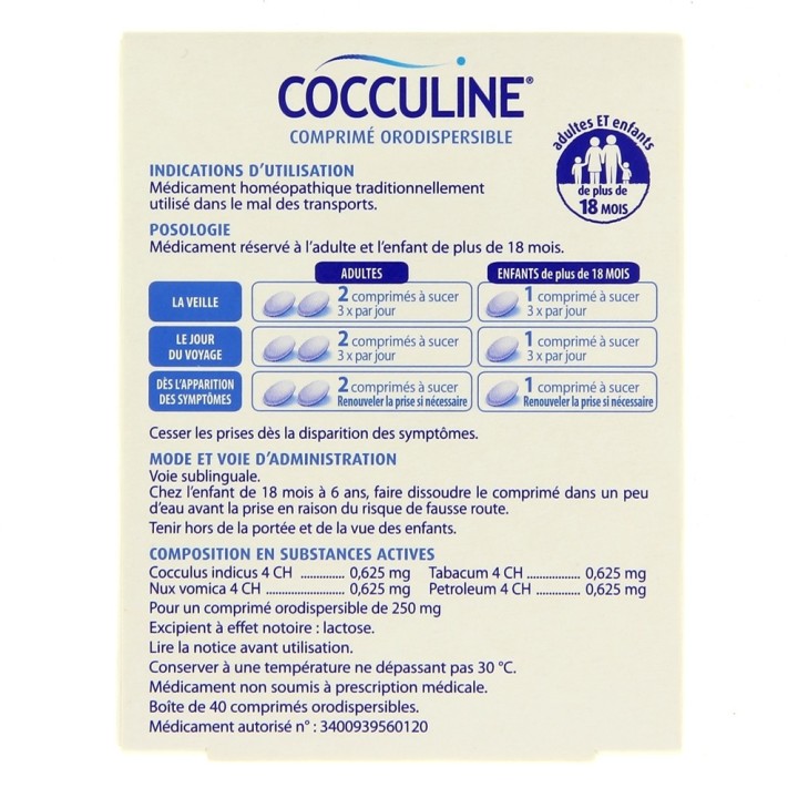 Cocculine 40 Comprimés - Médicament homéopathique Boiron - IllicoPharma