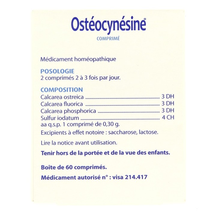 Ostéocynésine 60cpr orodispersibles - Médicament homéopathique Boiron - IllicoPharma