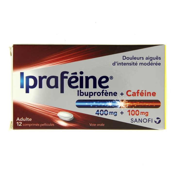 Ipraféine : ibuprofène + caféine - 12 comprimés