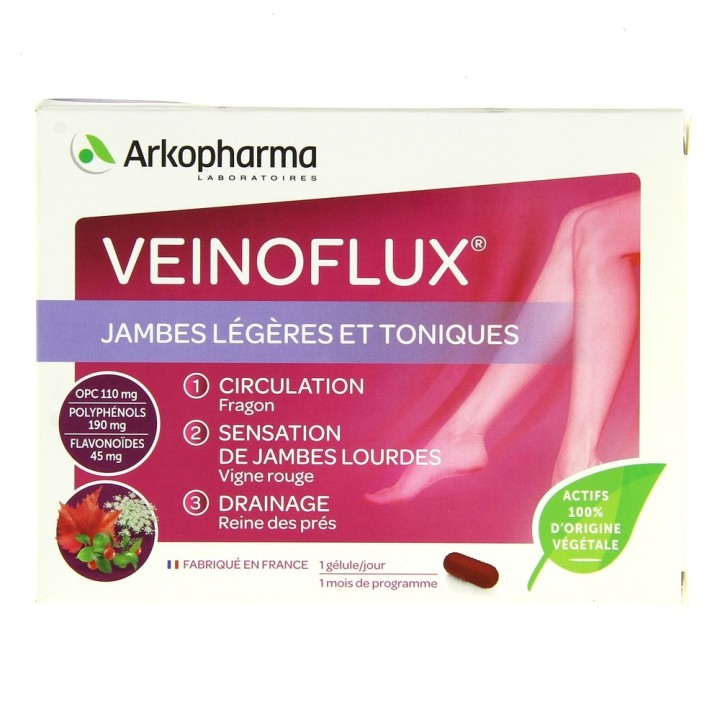 Veinoflux - 30 gélules - Arkopharma - Jambes légères - Pharmacie IllicoPharma