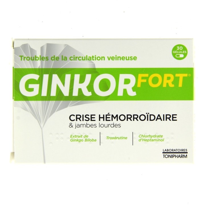 Ginkor Fort 30 gélules, Jambes lourdes, varices, e-Pharmacie IllicoPharma
