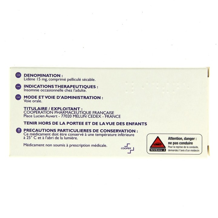 Lidene 15mg 10cpr, Détente et sommeil, Pharmacie en ligne IllicoPharma