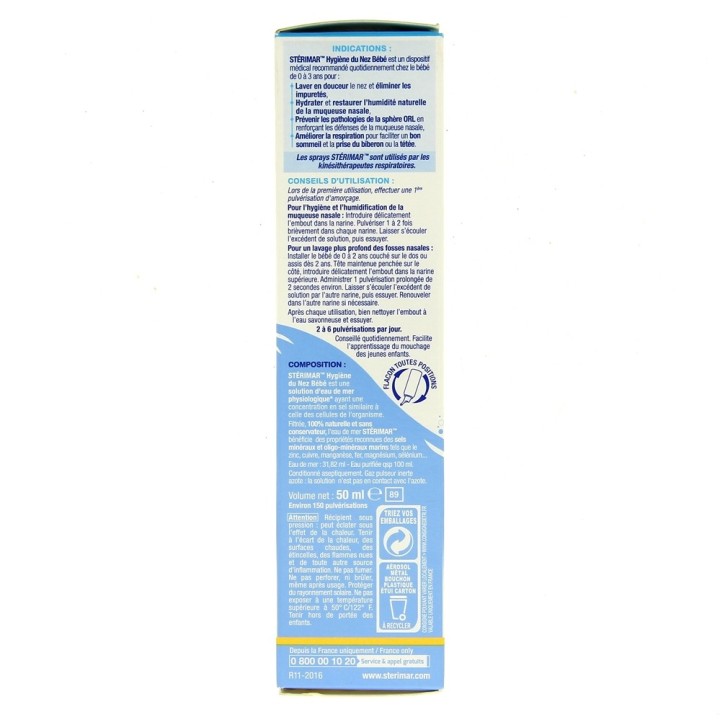 Stérimar Bébé Hygiène du nez 50ml - Soins nez, yeux, oreilles du bébé - IllicoPharma
