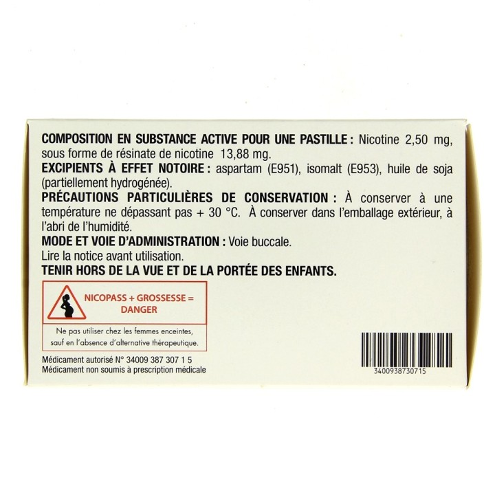 Nicopass 2,5mg x96 Menthe Fraîcheur - Arrêt du tabac - IllicoPharma