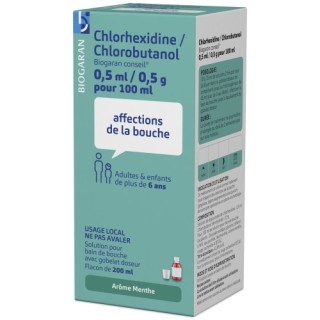 Chlorhexidine/Chlorobutanol Biogaran bain de bouche 200ml - IllicoPharma