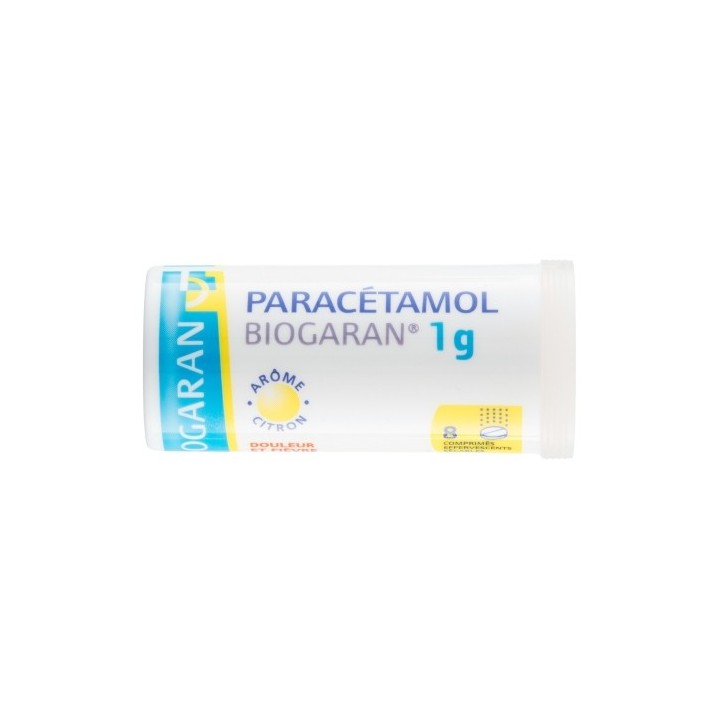 Paracétamol Biogaran 1g 8cpr eff, Paracétamol, e-Pharmacie IllicoPharma