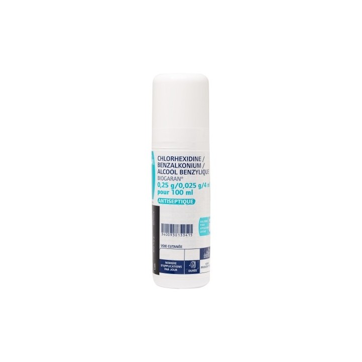 Chlorhexidine / benzalkonium / alcool benzylique Spray 100ml Biogaran