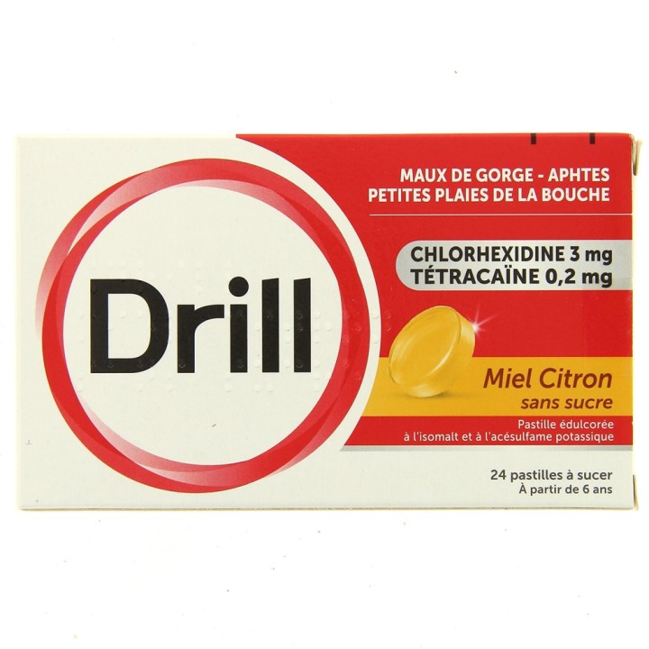 Drill sans sucre miel citron x24, Maux de gorge, e-Pharmacie IllicoPharma