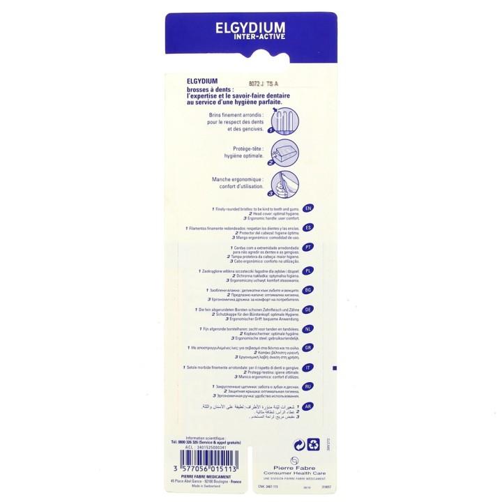 Brosse à dents Inter-Active souple x3 Elgydium - Pierre Fabre - IllicoPharma