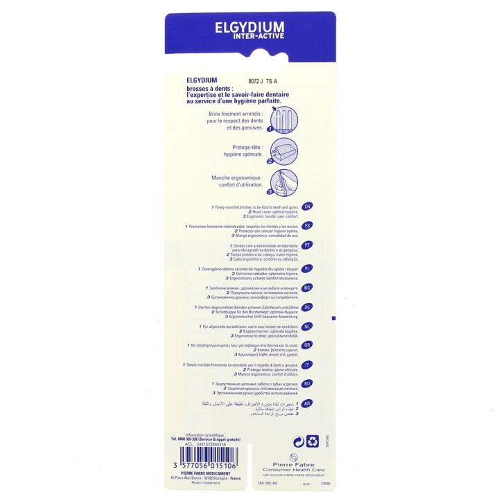 Brosse à dents Inter-Active Médium x3 Elgydium - Pierre Fabre - IllicoPharma