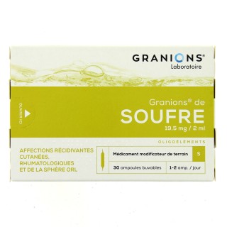 Granions de soufre30Amp/2ml, Oligothérapie, Pharmacie en ligne IllicoPharma