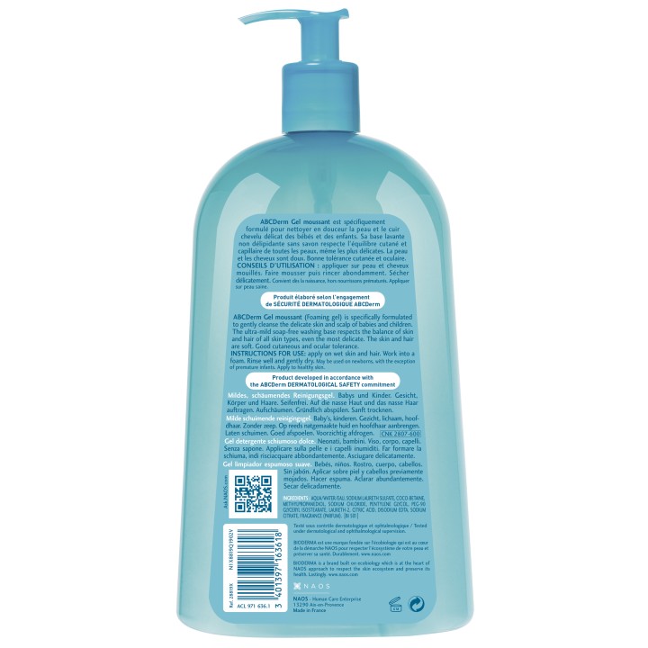 ABCDerm Gel Moussant 1L - Bioderma - Nettoyants, eaux parfumées - IllicoPharma