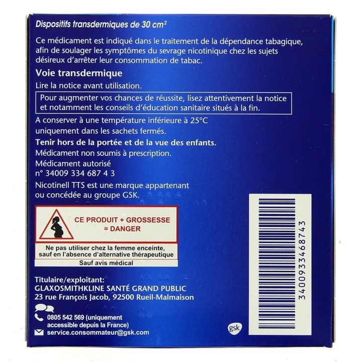 NICOTINELL TTS 21mg/24h Disp transderm 30cm² 28Sach-Patchs-IllicoPharma