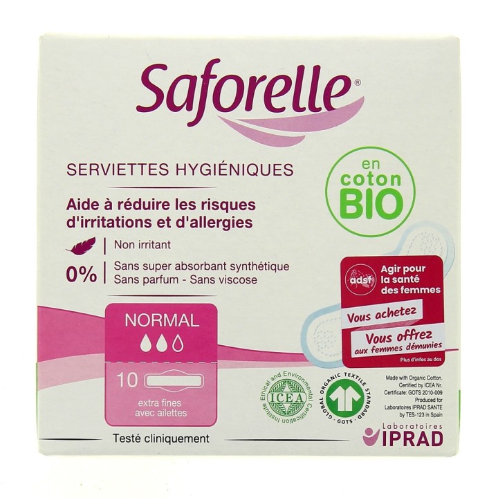 Saforelle Serviettes hygiéniques x10 - Illicopharma