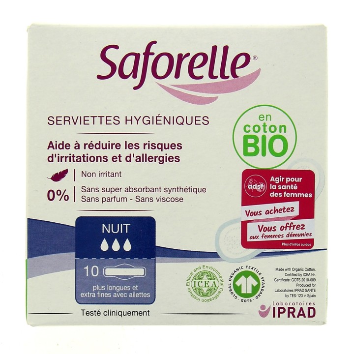 Saforelle Serviettes Hygiéniques x10 Nuit