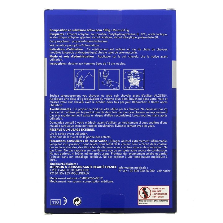 Alostil 5% Mousse - Chute des cheveux - IllicoPharma