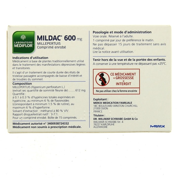 Mildac 600mg 15cpr, Pharmacie en ligne IllicoPharma