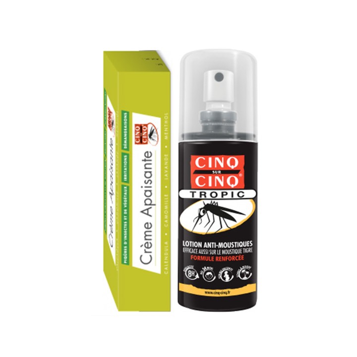 Lotion anti-moustiques Tropic Spray 75ml + crème apaisante - Cinq sur Cinq - IllicoPharma