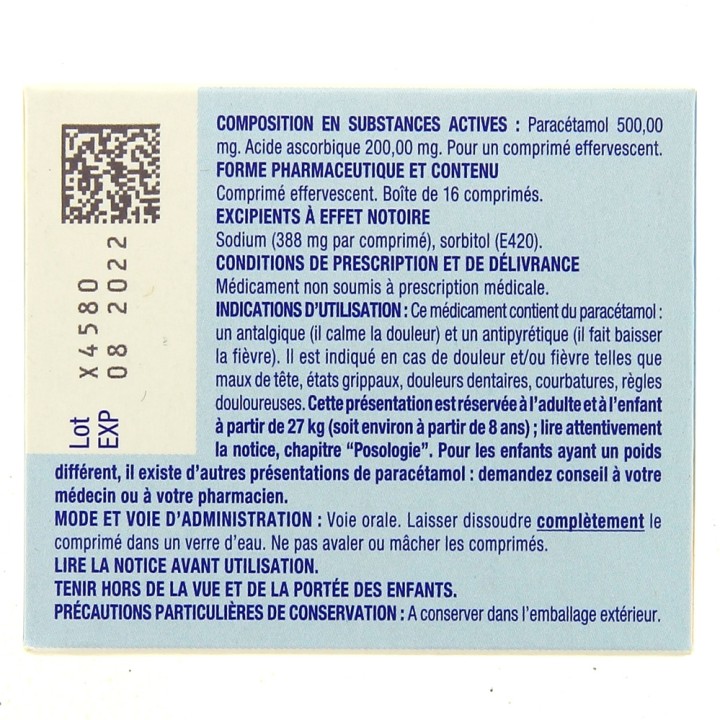 Médicament Efferalgan Vitamine C 500mg/200mg 16cpr - Pharmacie IllicoPharma