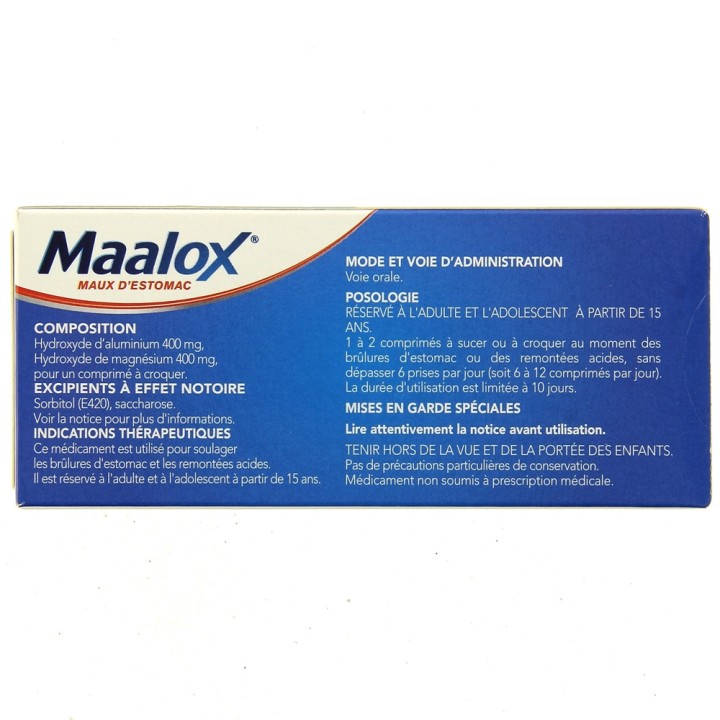 Maalox Menthe 40cpr - Médicament Maux d'estomac - IllicoPharma