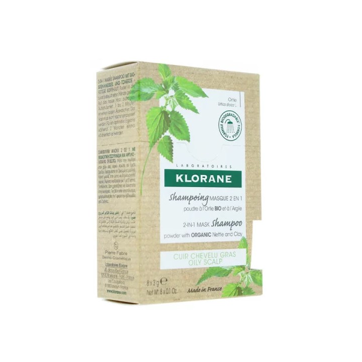 Shampoing masque ortie 2en1 x8 sachets - Klorane - IllicoPharma